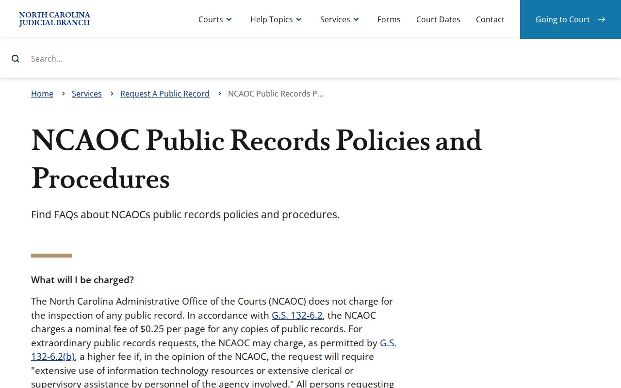 Craven County court record custodian policy