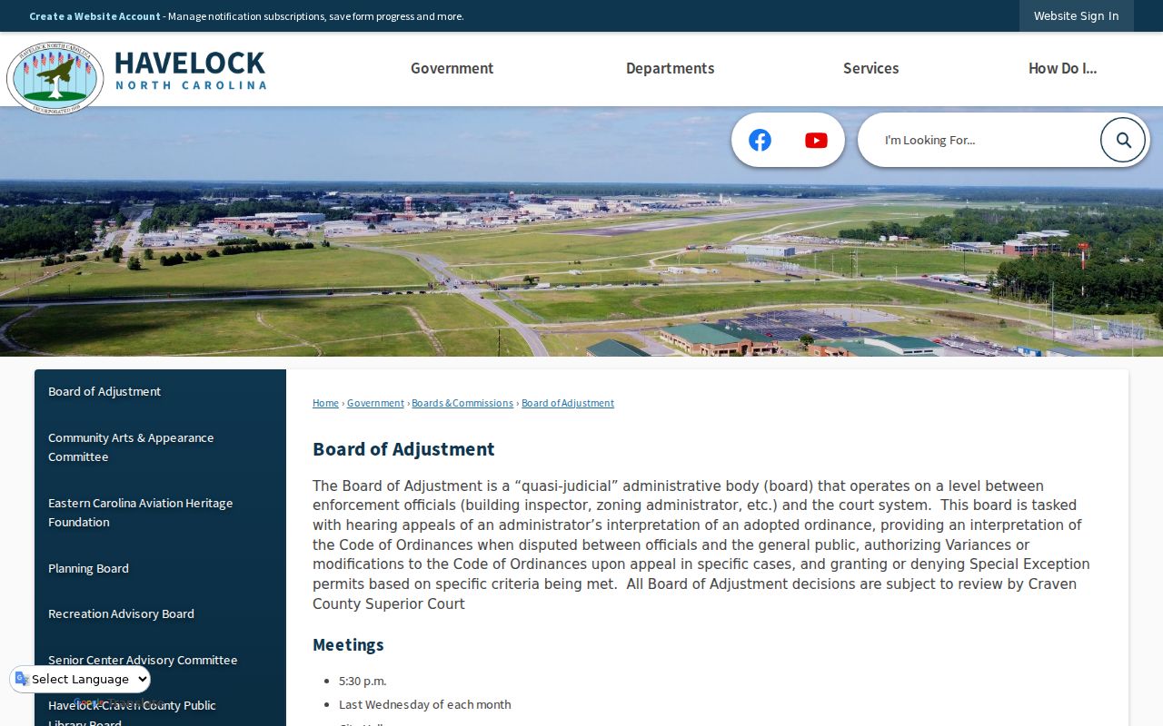 Havelock court docket Board of Adjustment Superior Court review route