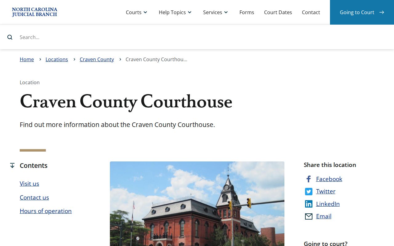 Craven County court docket courthouse and clerk records location