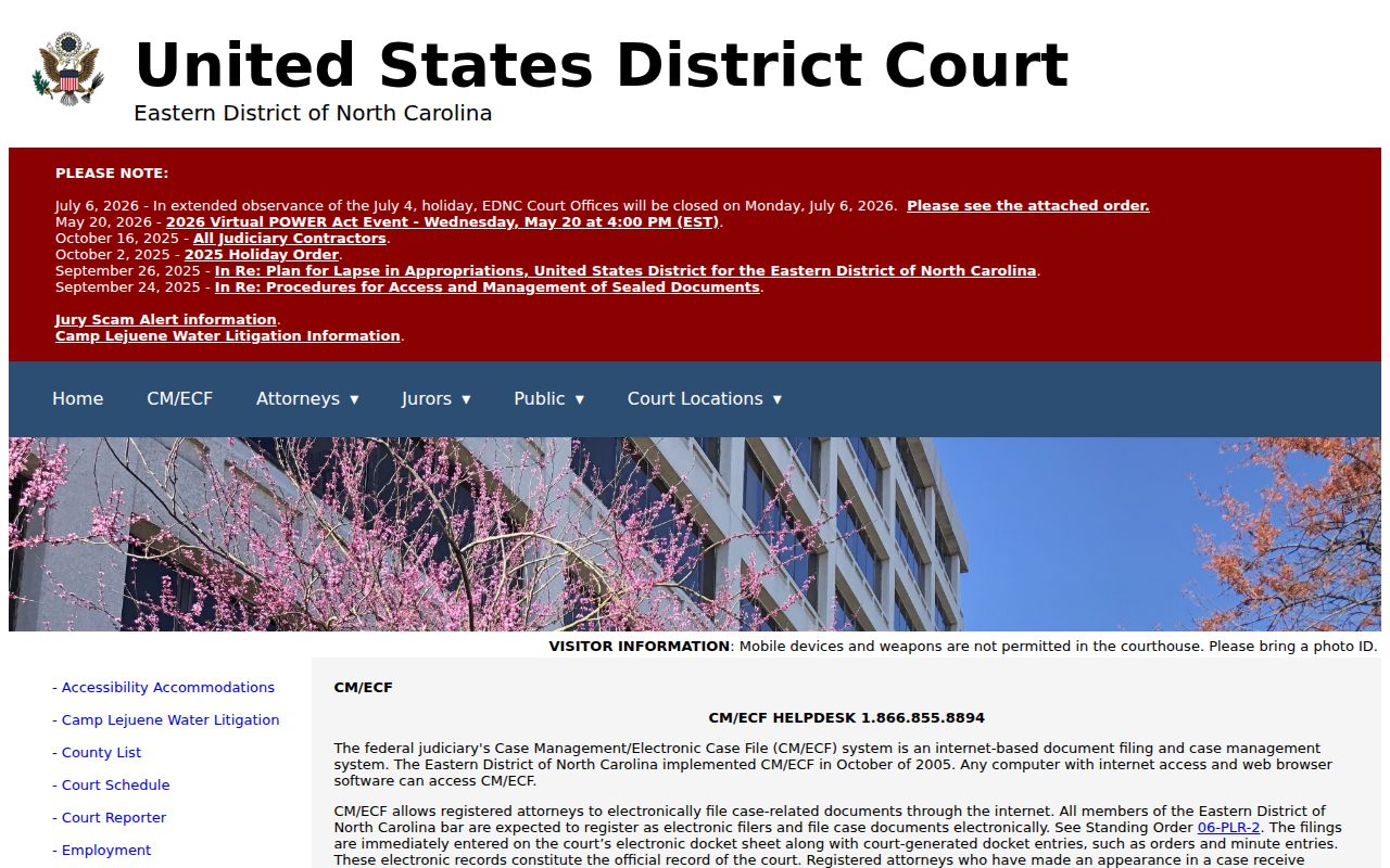 New Bern court docket federal CM ECF system distinction