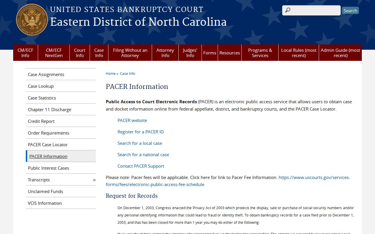 Vanceboro court docket bankruptcy PACER distinction